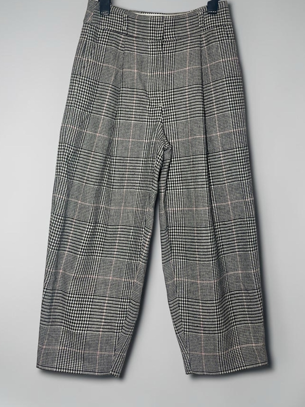 J.Crew Women's Wool Pants Sz 4 High Rise Wide Leg Crop Plaid Houndstooth